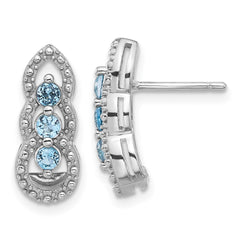 QE17759BT Sterling Silver Rhodium-plated Light Swiss Blue Topaz Post Earrings