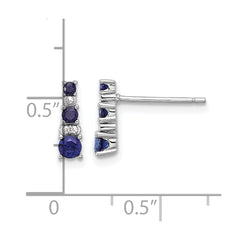 QE17767 Sterling Silver Rh-plated .59 Cr. Bl Spinel .03 Cr. Wht Sapphire Post Earri