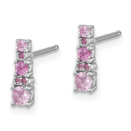QE17768 Sterling Silver Rh-plated .52Cr Pink Sapphire/.03Cr White Sapphire Earrings