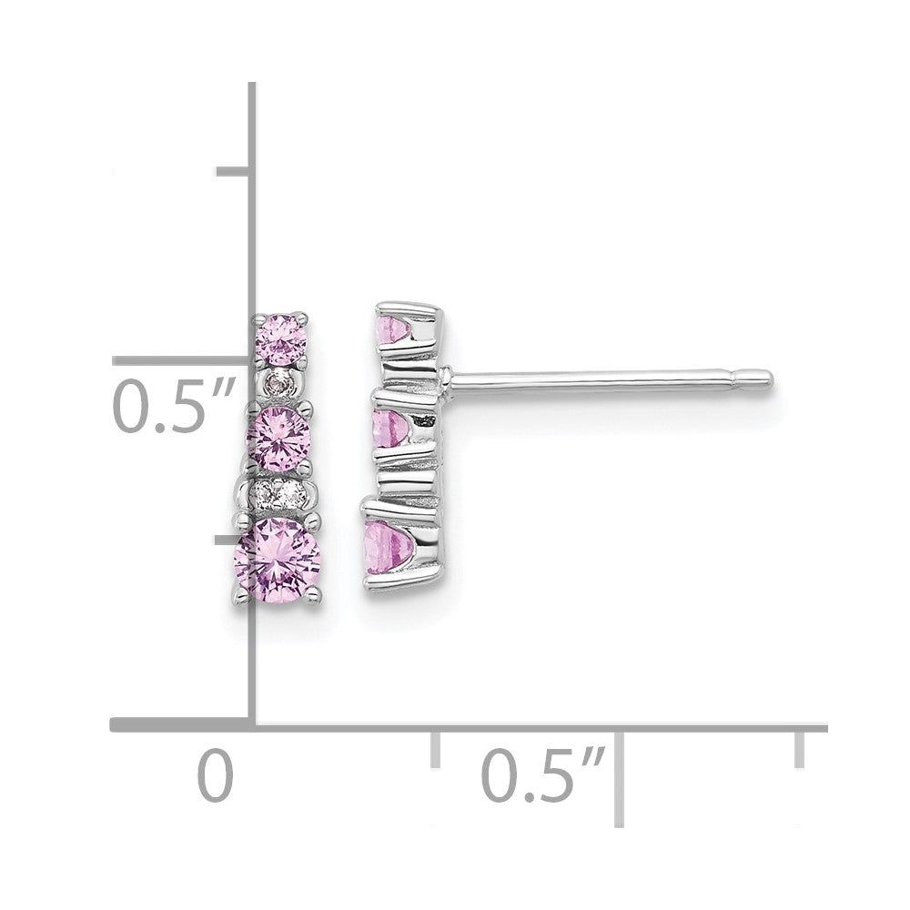 QE17768 Sterling Silver Rh-plated .52Cr Pink Sapphire/.03Cr White Sapphire Earrings