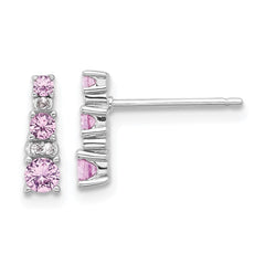 QE17768 Sterling Silver Rh-plated .52Cr Pink Sapphire/.03Cr White Sapphire Earrings