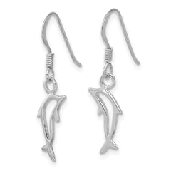 QE17786 Sterling Silver Rhodium-plated Polished Dolphin Dangle Earrings