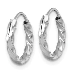 QE17820 Sterling Silver Rhodium-plated Polished Twisted 2.25 x 15.5mm Round Endless Hoop Earrings