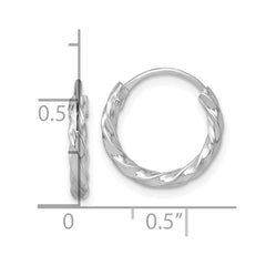 QE17820 Sterling Silver Rhodium-plated Polished Twisted 2.25 x 15.5mm Round Endless Hoop Earrings