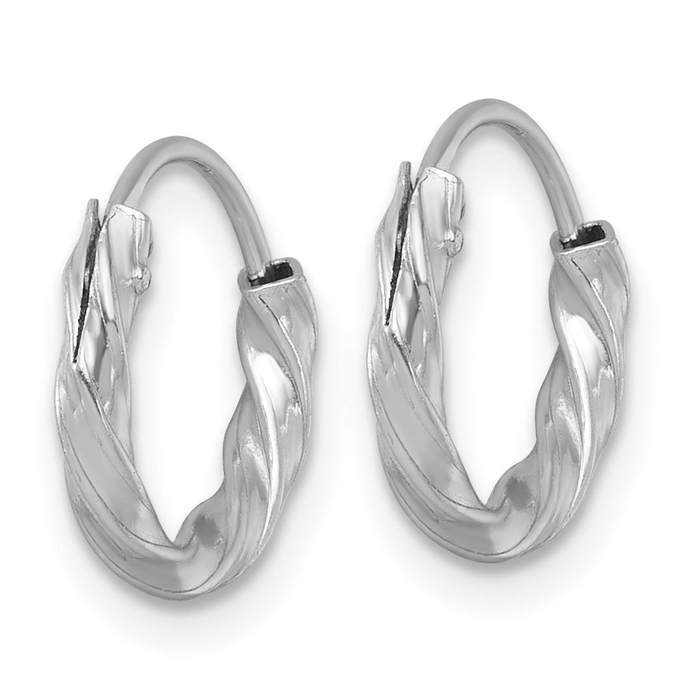 QE17884 Sterling Silver Rhodium-plated Polished Twisted 2.25 x 13mm Round Endless Hoop Earrings