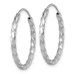 QE17886 Sterling Silver Rhodium-plated Polished Twisted 2.25 x 26mm Round Endless Hoop Earrings