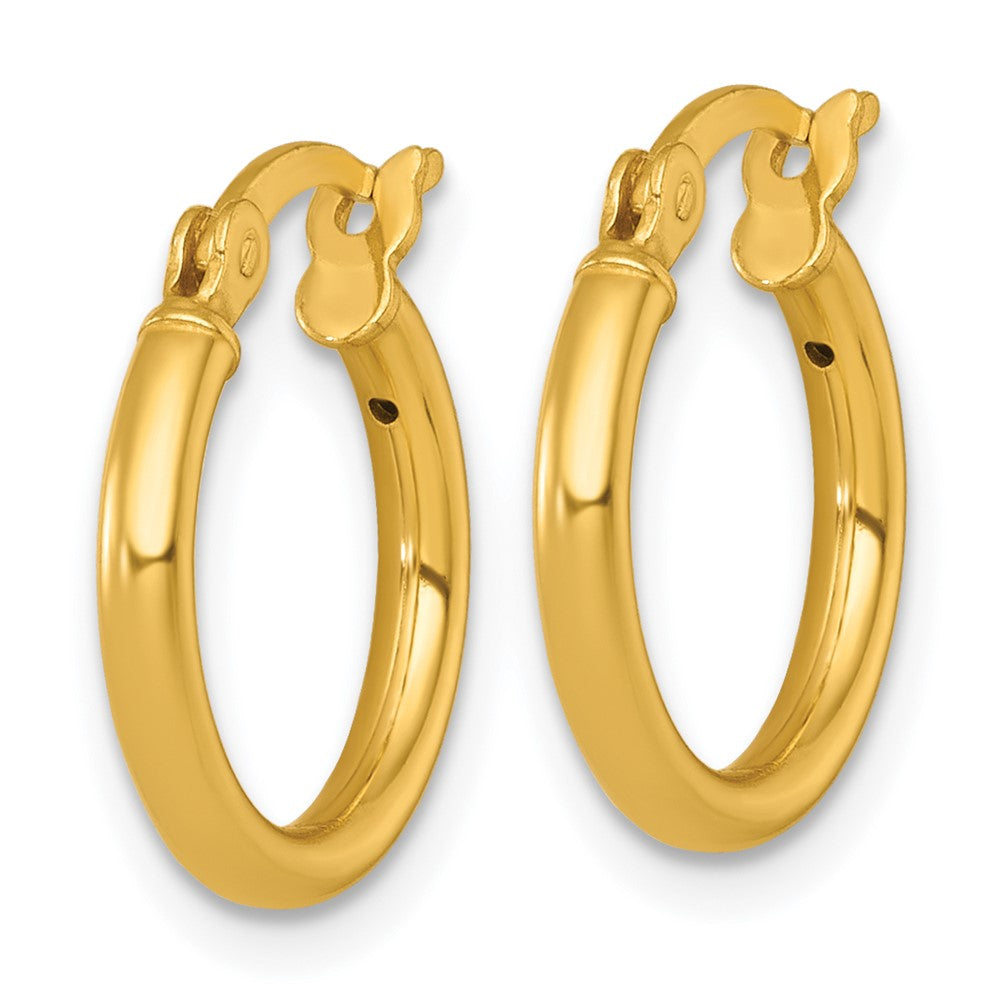 QE17902GP Sterling Silver Gold-tone Polished 2.00mm x 15mm Round Tube Hoop Earrings