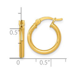 QE17902GP Sterling Silver Gold-tone Polished 2.00mm x 15mm Round Tube Hoop Earrings