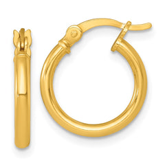 QE17902GP Sterling Silver Gold-tone Polished 2.00mm x 15mm Round Tube Hoop Earrings