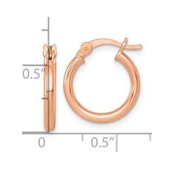 QE17902RP Sterling Silver Rose-tone Polished 2.00mm x 15mm Round Tube Hoop Earrings