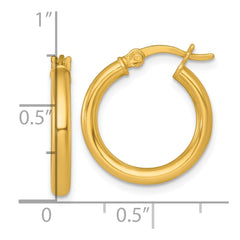 QE17904GP Sterling Silver Gold-tone Polished 2.5mm x 18mm Round Tube Hoop Earrings