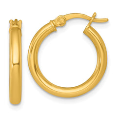 QE17904GP Sterling Silver Gold-tone Polished 2.5mm x 18mm Round Tube Hoop Earrings