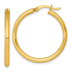 QE17905GP Sterling Silver Gold-tone Polished 2.5mm x 30mm Round Tube Hoop Earrings