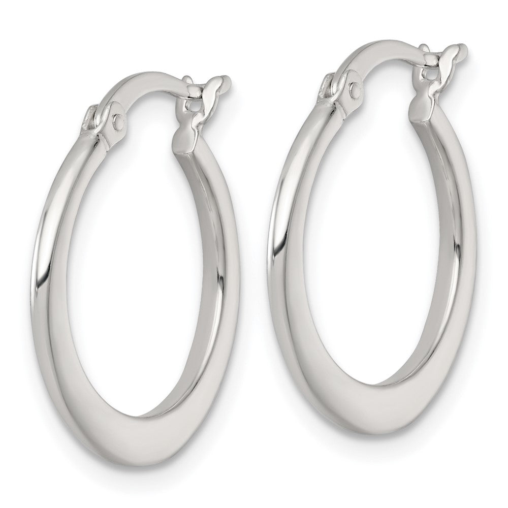 QE17906 Sterling Silver Polished 20.0mm Tapered Round Hoop Earrings