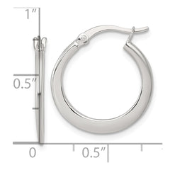 QE17906 Sterling Silver Polished 20.0mm Tapered Round Hoop Earrings