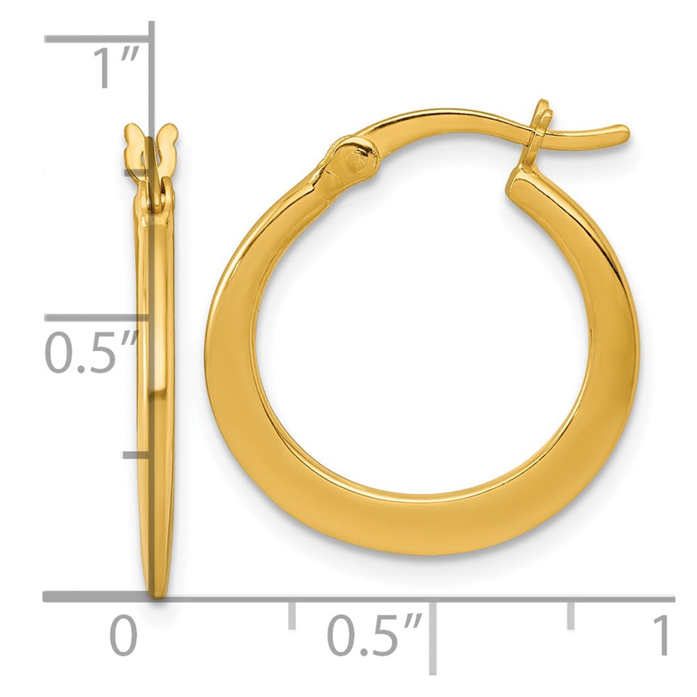 QE17906GP Sterling Silver Gold-tone Polished 20.0mm Tapered Round Hoop Earrings