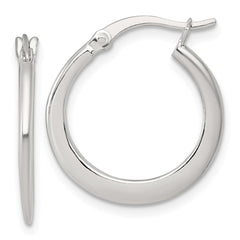QE17906 Sterling Silver Polished 20.0mm Tapered Round Hoop Earrings