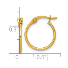 QE17908GP Sterling Silver Gold-tone Polished 1.25mm x 15mm Round Tube Hoop Earrings