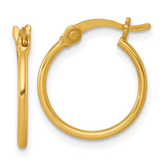 QE17908GP Sterling Silver Gold-tone Polished 1.25mm x 15mm Round Tube Hoop Earrings