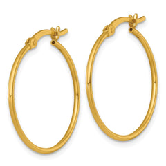 QE17909GP Sterling Silver Gold-tone Polished 1.25mm x 25mm Round Tube Hoop Earrings