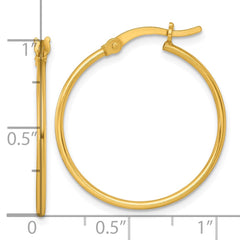 QE17909GP Sterling Silver Gold-tone Polished 1.25mm x 25mm Round Tube Hoop Earrings