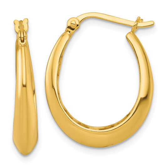 QE17911GP Sterling Silver Gold-tone Polished Knife Edge Tapered Oval Hoop Earrings