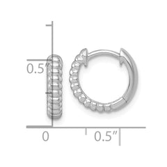 QE17935 Sterling Silver Rhodium-plated Polished Grooved 3.00 x 13mm Round Hinged Hoop Earrings