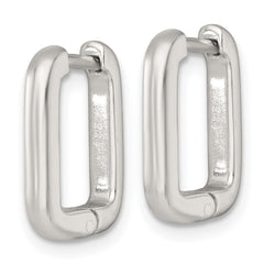 QE17940 Sterling Silver Polished 2.5mm x 12mm Rectangular Hinged Hoop Earrings