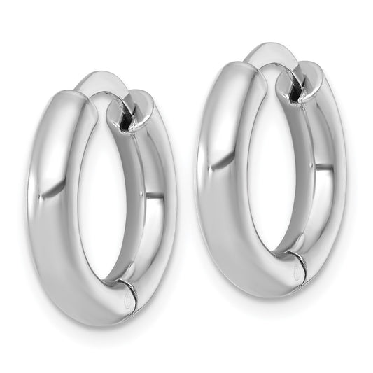QE17942 Sterling Silver Rhodium-plated Polished 3.5x18mm Round Hinged Hoop Earrings