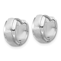 QE17944 Sterling Silver Rhodium-plated Brushed and Polished 5.75mm x 11.5mm Hinged Hoop Earrings