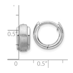 QE17944 Sterling Silver Rhodium-plated Brushed and Polished 5.75mm x 11.5mm Hinged Hoop Earrings