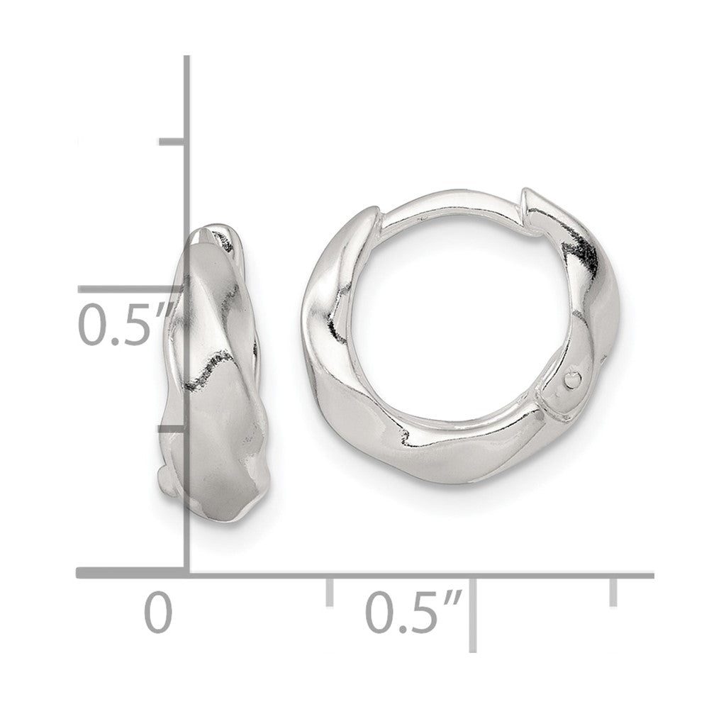 QE17945 Sterling Silver Polished Twisted Tapered Round Hinged Hoop Earrings