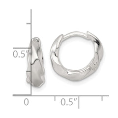 QE17945 Sterling Silver Polished Twisted Tapered Round Hinged Hoop Earrings