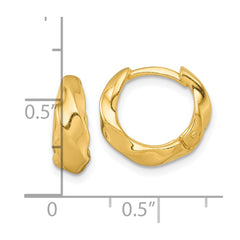 QE17945GP Sterling Silver Gold-tone Polished Twisted Tapered Round Hinged Hoop Earrings