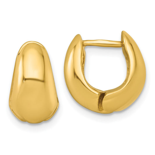 QE17946GP Sterling Silver Gold-tone Polished Tapered Hinged Hoop Earrings
