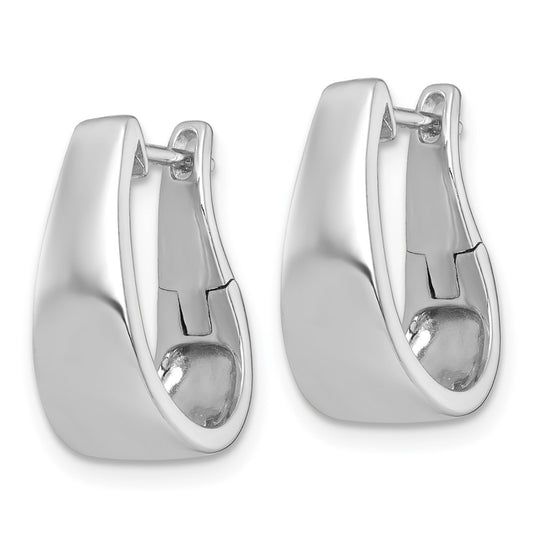 QE17948 Sterling Silver Rhodium-plated Polished Tapered Hinged Hoop Earrings