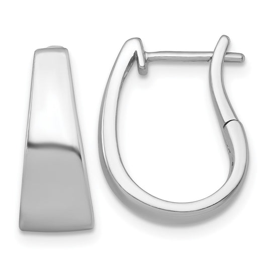 QE17948 Sterling Silver Rhodium-plated Polished Tapered Hinged Hoop Earrings