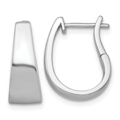 QE17948 Sterling Silver Rhodium-plated Polished Tapered Hinged Hoop Earrings