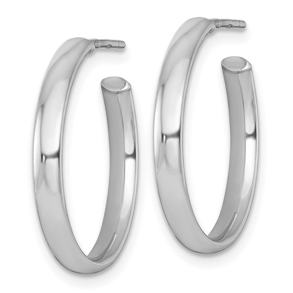 QE17963 Sterling Silver Rhodium-plated Polished 3.00 x 23mm C-Hoop Post Earrings