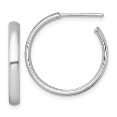 QE17963 Sterling Silver Rhodium-plated Polished 3.00 x 23mm C-Hoop Post Earrings