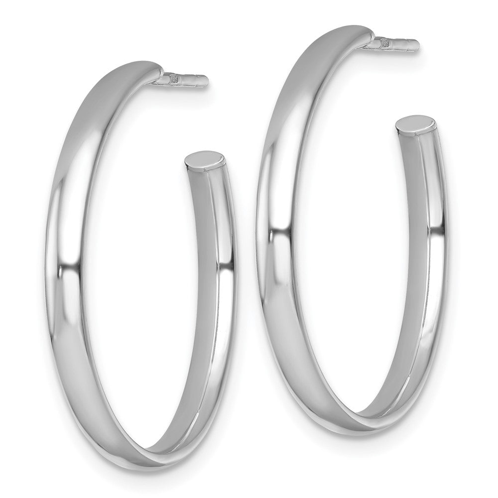 QE17964 Sterling Silver Rhodium-plated Polished 3.00 x 28mm C-Hoop Post Earrings