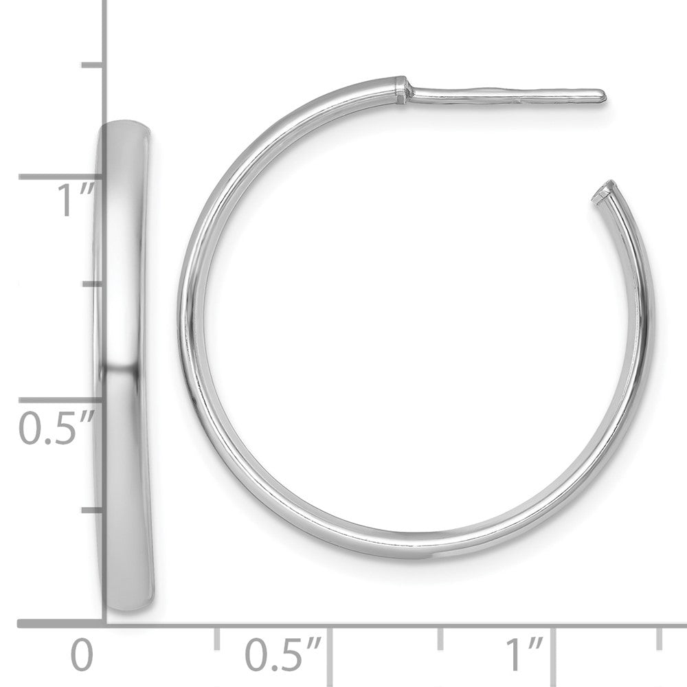 QE17964 Sterling Silver Rhodium-plated Polished 3.00 x 28mm C-Hoop Post Earrings