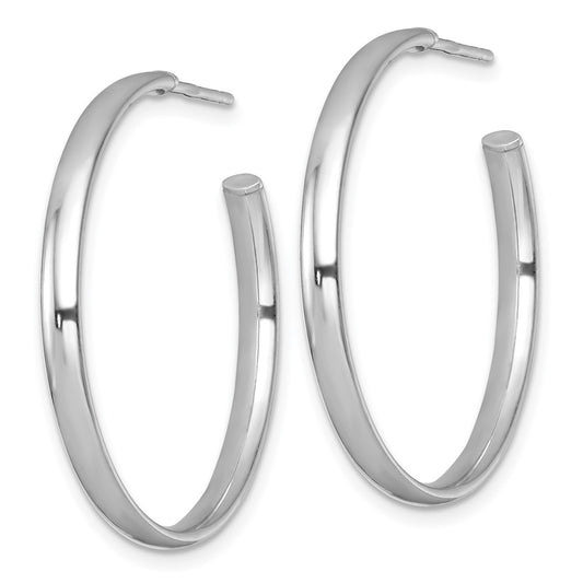 QE17965 Sterling Silver Rhodium-plated Polished 3.00 x 32mm C-Hoop Post Earrings