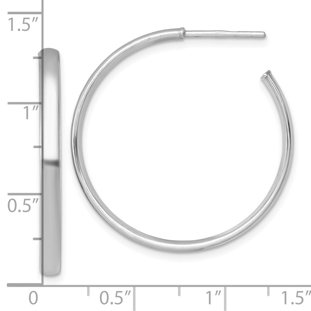 QE17965 Sterling Silver Rhodium-plated Polished 3.00 x 32mm C-Hoop Post Earrings