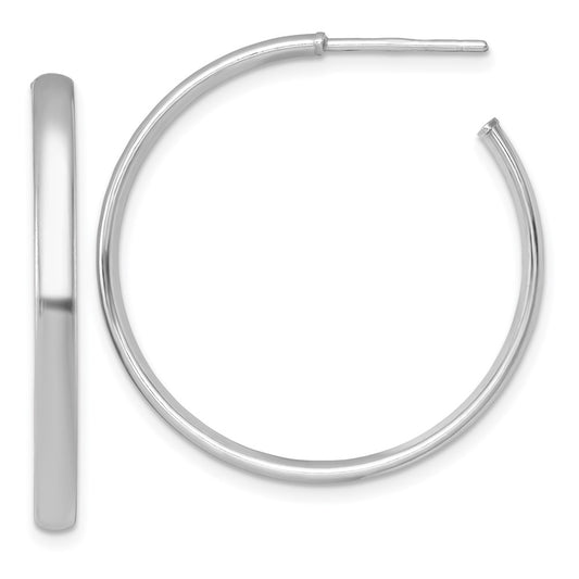 QE17965 Sterling Silver Rhodium-plated Polished 3.00 x 32mm C-Hoop Post Earrings