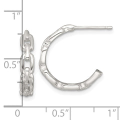 QE17996 Sterling Silver Polished Chain Link C-Hoop Post Earrings