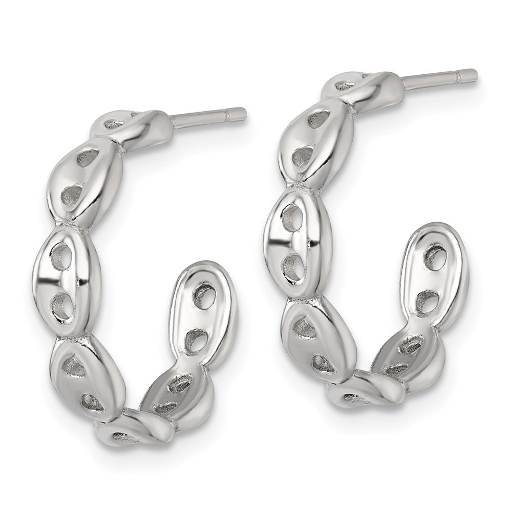 QE18000 Sterling Silver Polished 4.0mm Puffed Mariner/Anchor Link Post C-Hoop Earrings