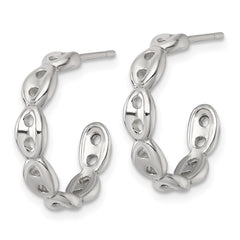 QE18000 Sterling Silver Polished 4.0mm Puffed Mariner/Anchor Link Post C-Hoop Earrings