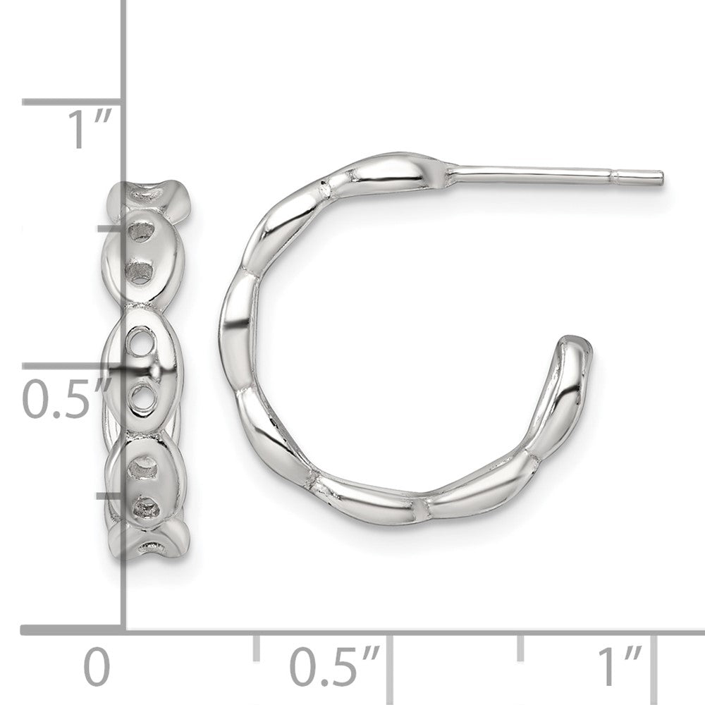 QE18000 Sterling Silver Polished 4.0mm Puffed Mariner/Anchor Link Post C-Hoop Earrings