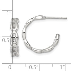QE18000 Sterling Silver Polished 4.0mm Puffed Mariner/Anchor Link Post C-Hoop Earrings